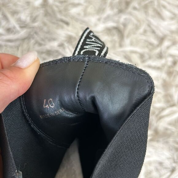 NWOB Voile Blanche Tweed 09 Black Calfskin Leather Chelsea Boots size 40 US 10 - Picture 12 of 14